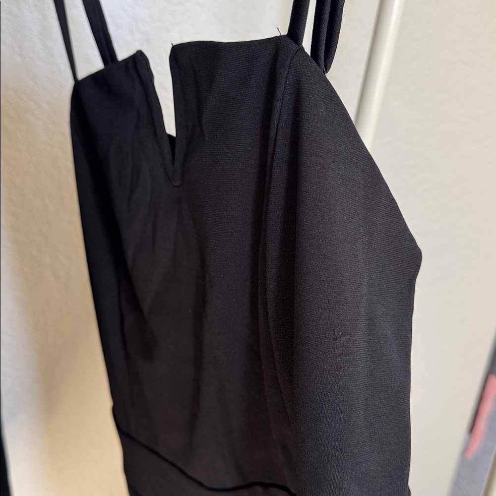 Black Split-Hem Pant Jumpsuit - image 1